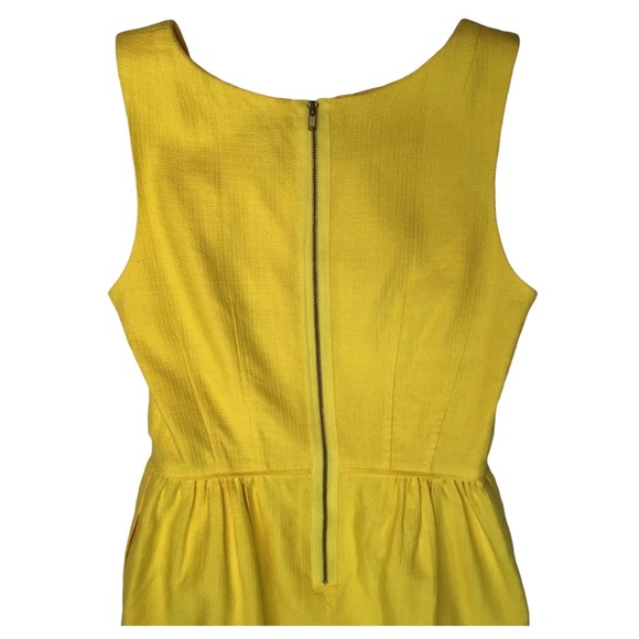 J. Crew Basket Weave Sleeveless A-Line Shift Career Work Dress Yellow 64991 Sz 0 - Picture 15 of 16